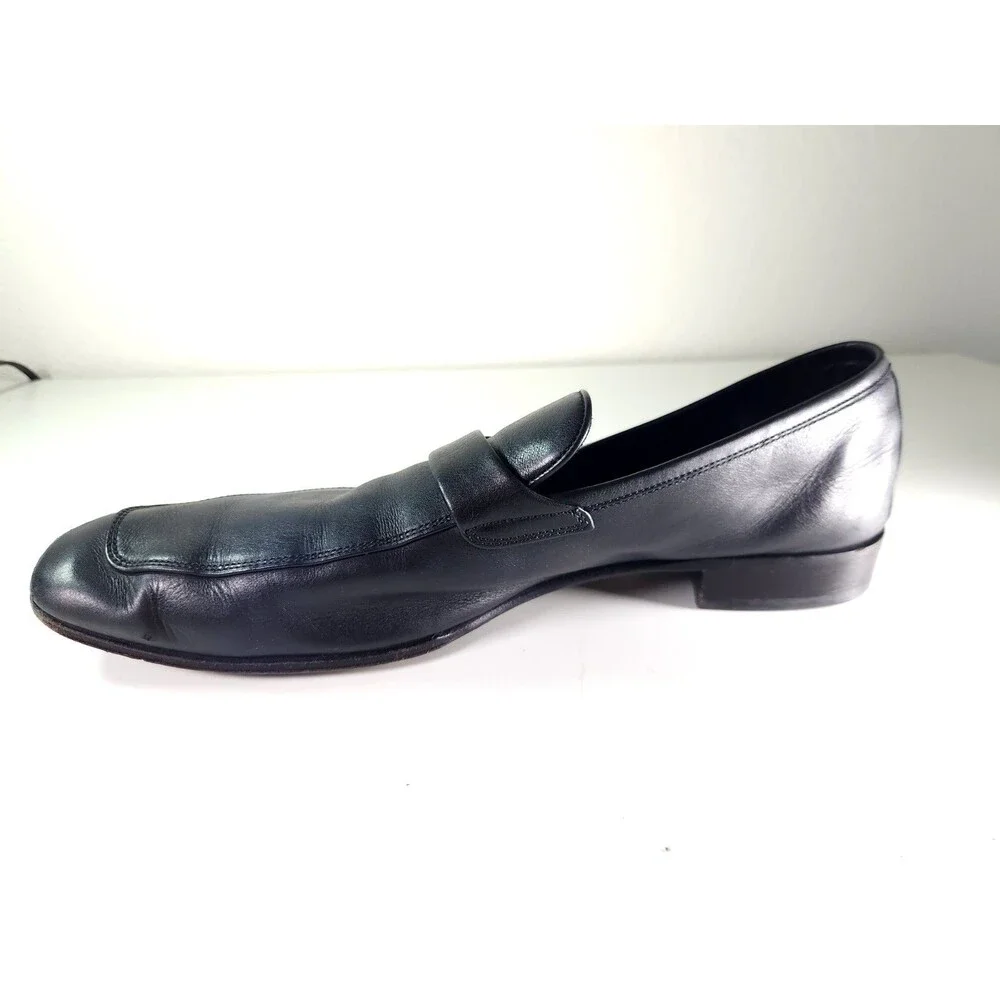 Salvatore Ferragamo Men Gancini Black Leather Side Buckle Loafers 10.5 D 61VF